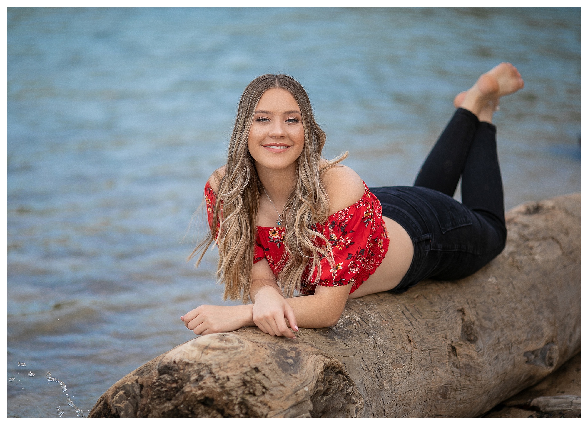 Senior high school girl portraits at Folsom Lake in Granite Bay California