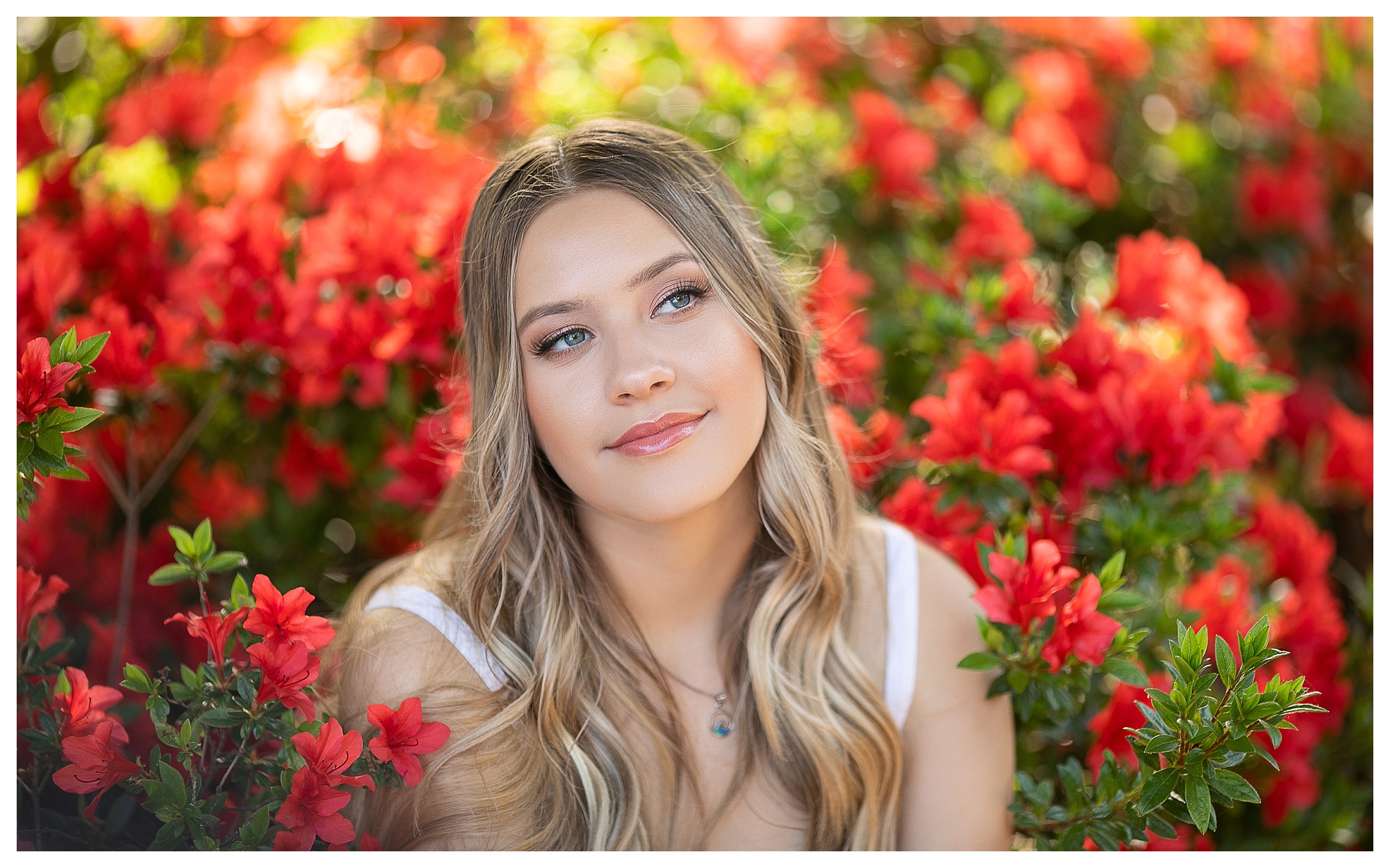 Senior high school girl spring portraits with flowers in Granite Bay California