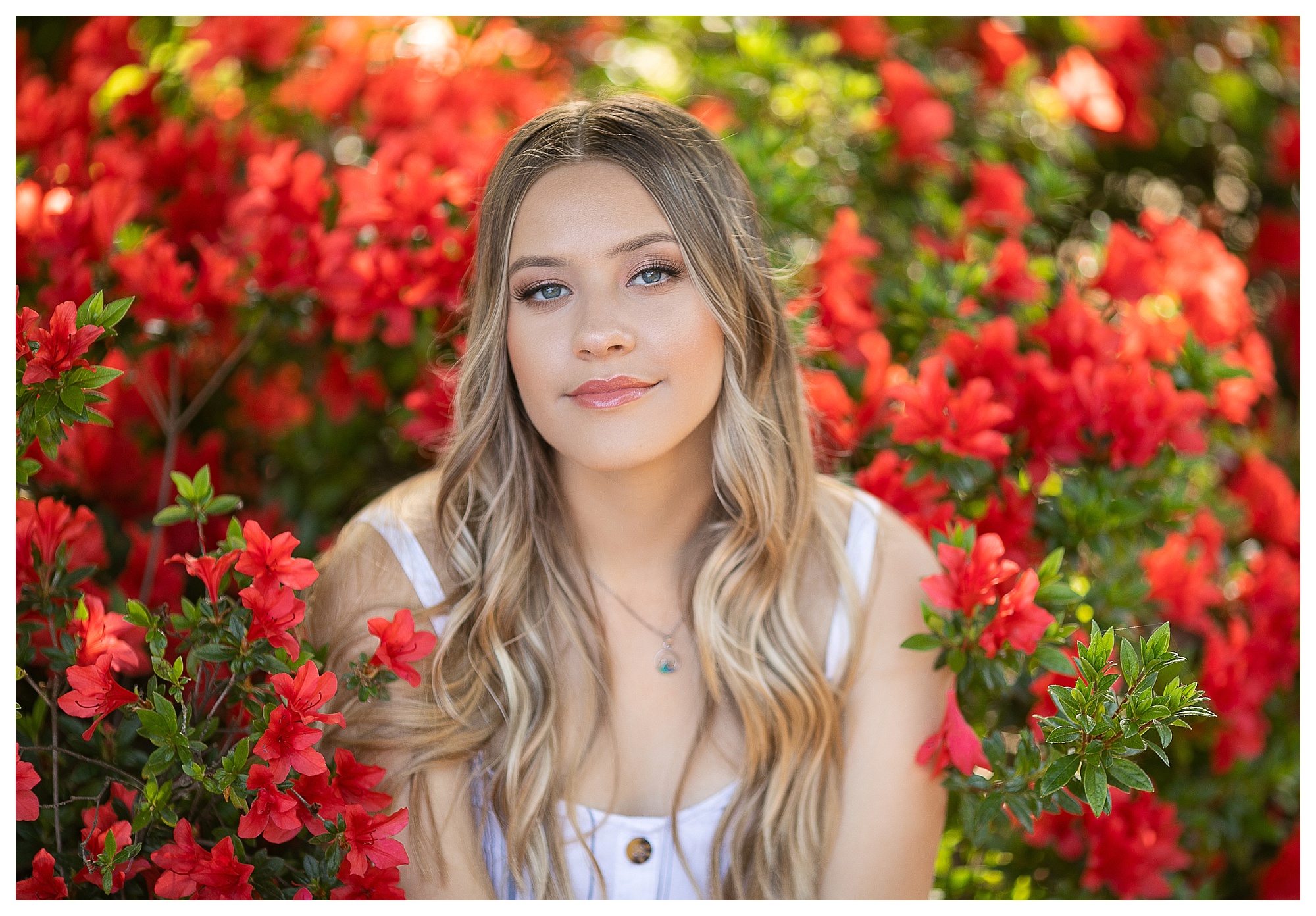Senior high school girl spring portraits with flowers in Granite Bay California